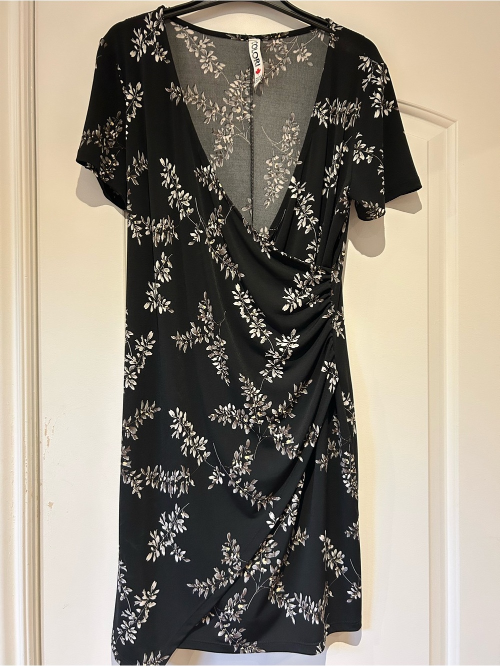 Colori Floral Faux-Wrap Midi Dress - Black/White